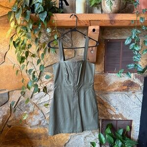 Faux Leather Zip-Up Dress